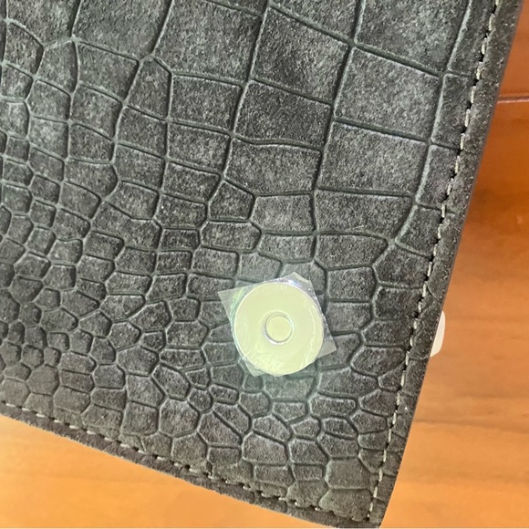 Brandon Blackwood Black Suede Standard Sophia Bag, Silver Hardware, Croc Effect - Picture 9 of 13